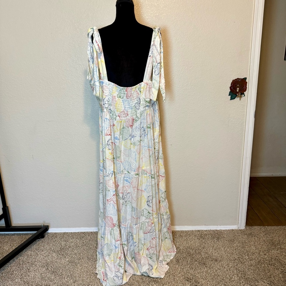 Eloquii Seashell Tiered Flowy Maxi Dress White Size 18 - Picture 8 of 16